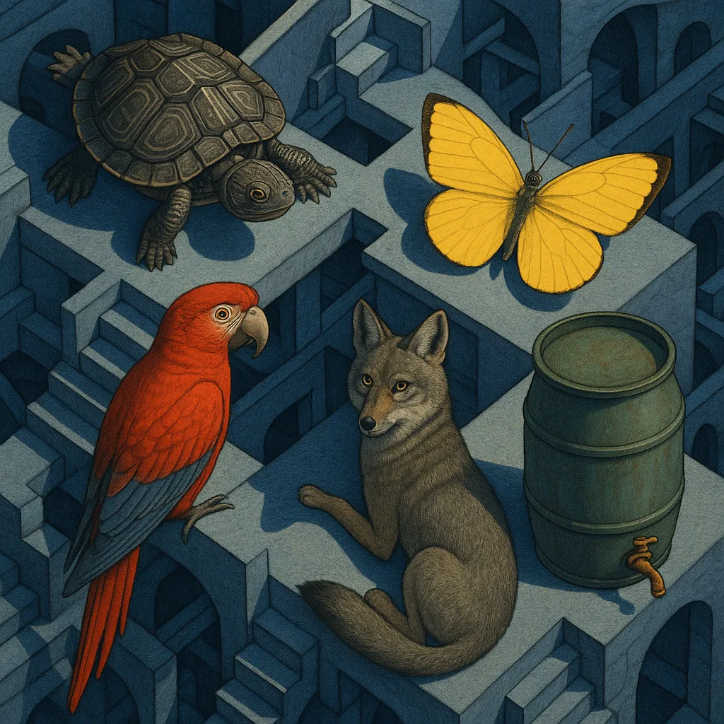 Amidst Impossible Architecture with Escher-like Stairways and Perspectives