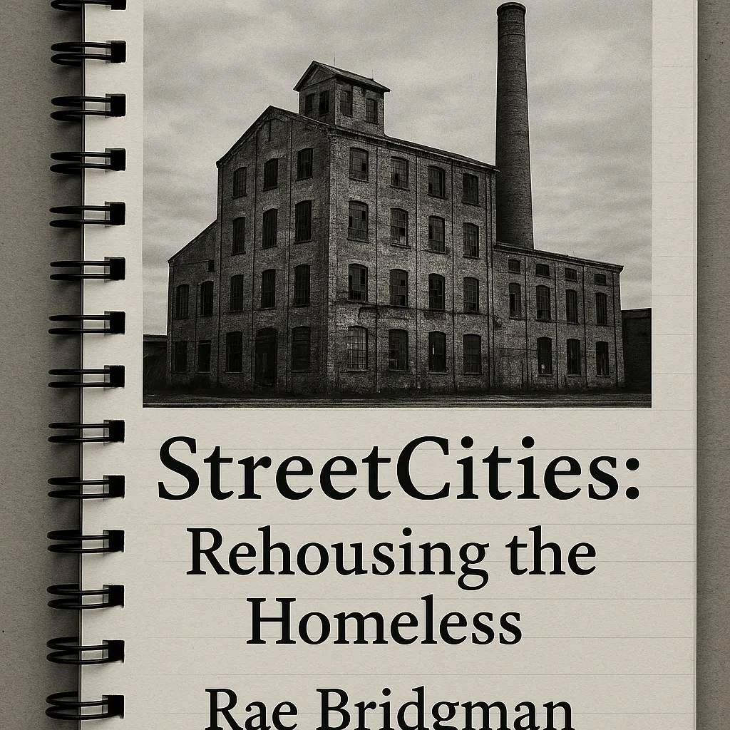 Notebook-style Book Cover Featuring an Old Industrial