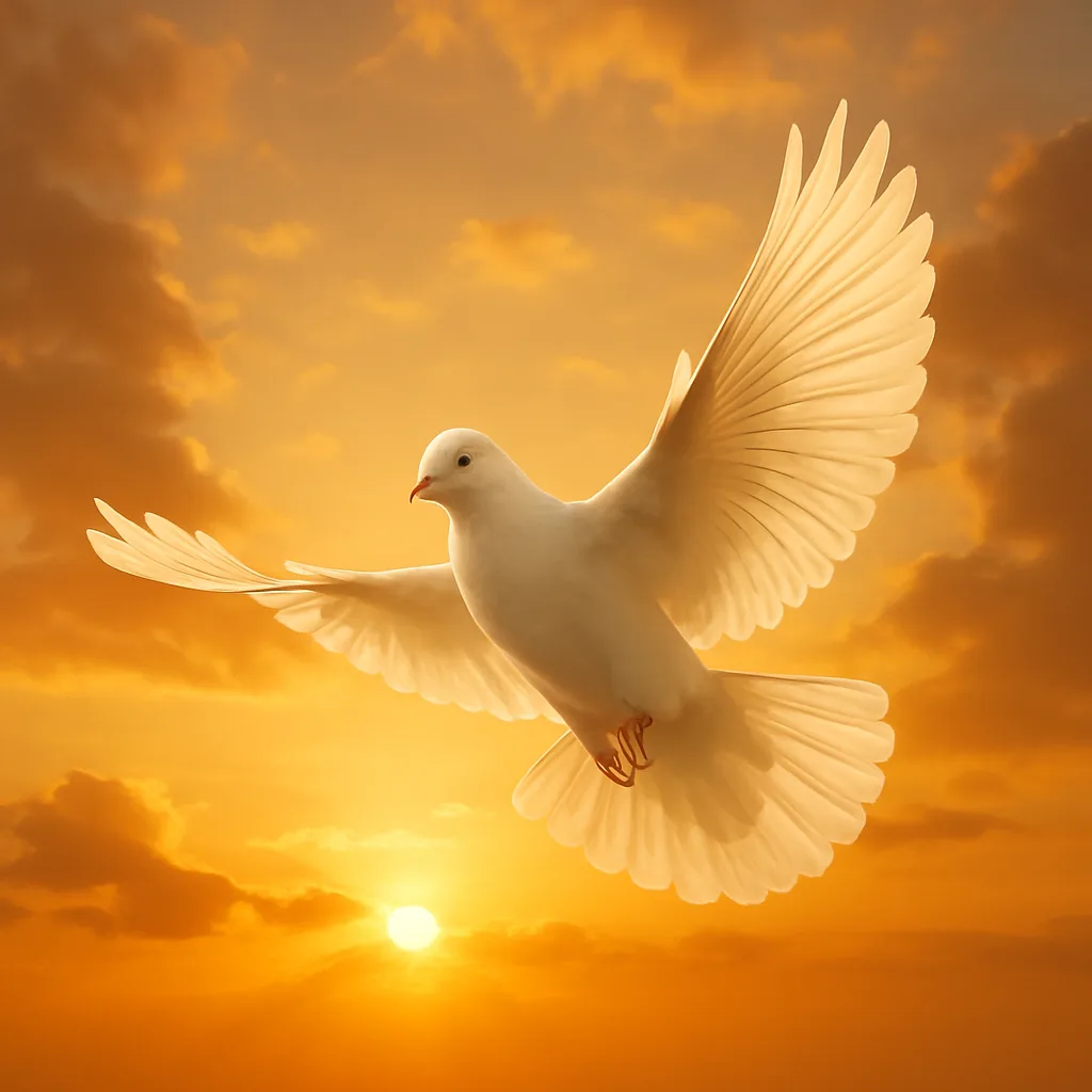White Dove Gliding Gracefully Across a Sky