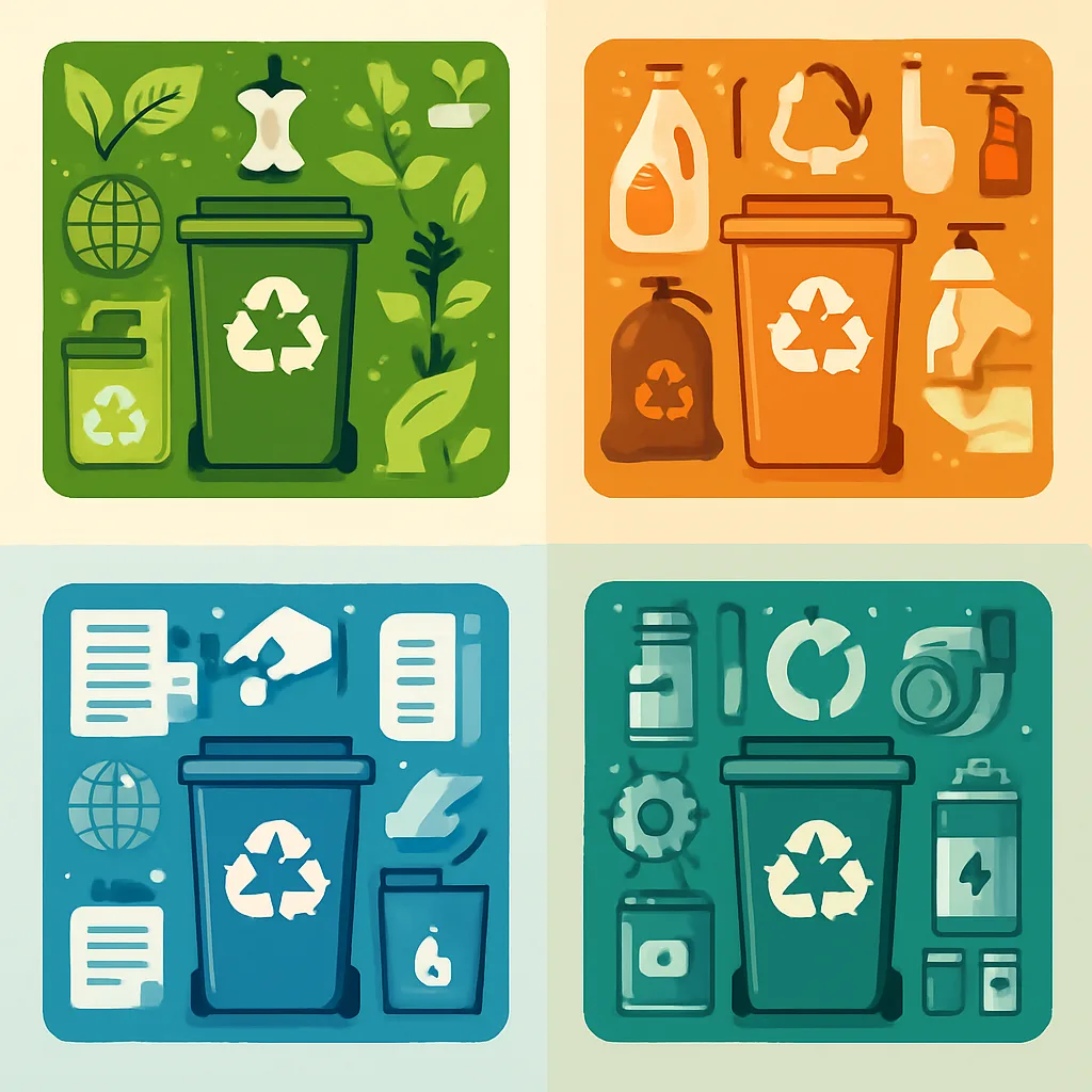 Detailed Vector Illustration Made Up of Four Distinct Square Panels