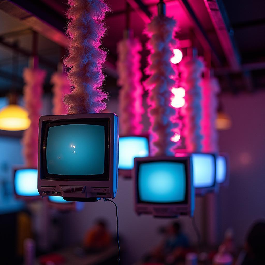 Retro Monitors Wrapped in Neon Pipe Cleaners