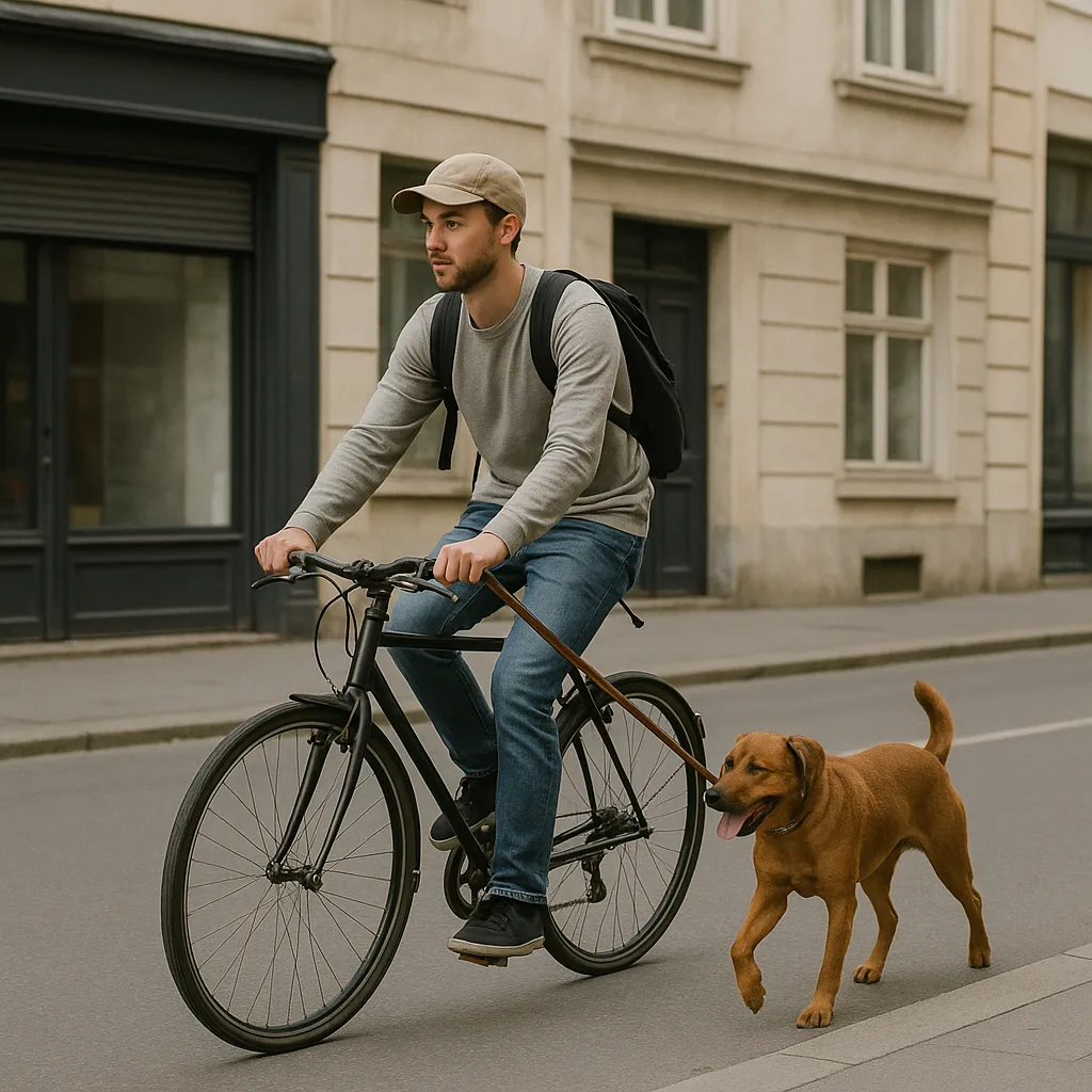 Person in Casual Attire Rides a Bicycle on a City