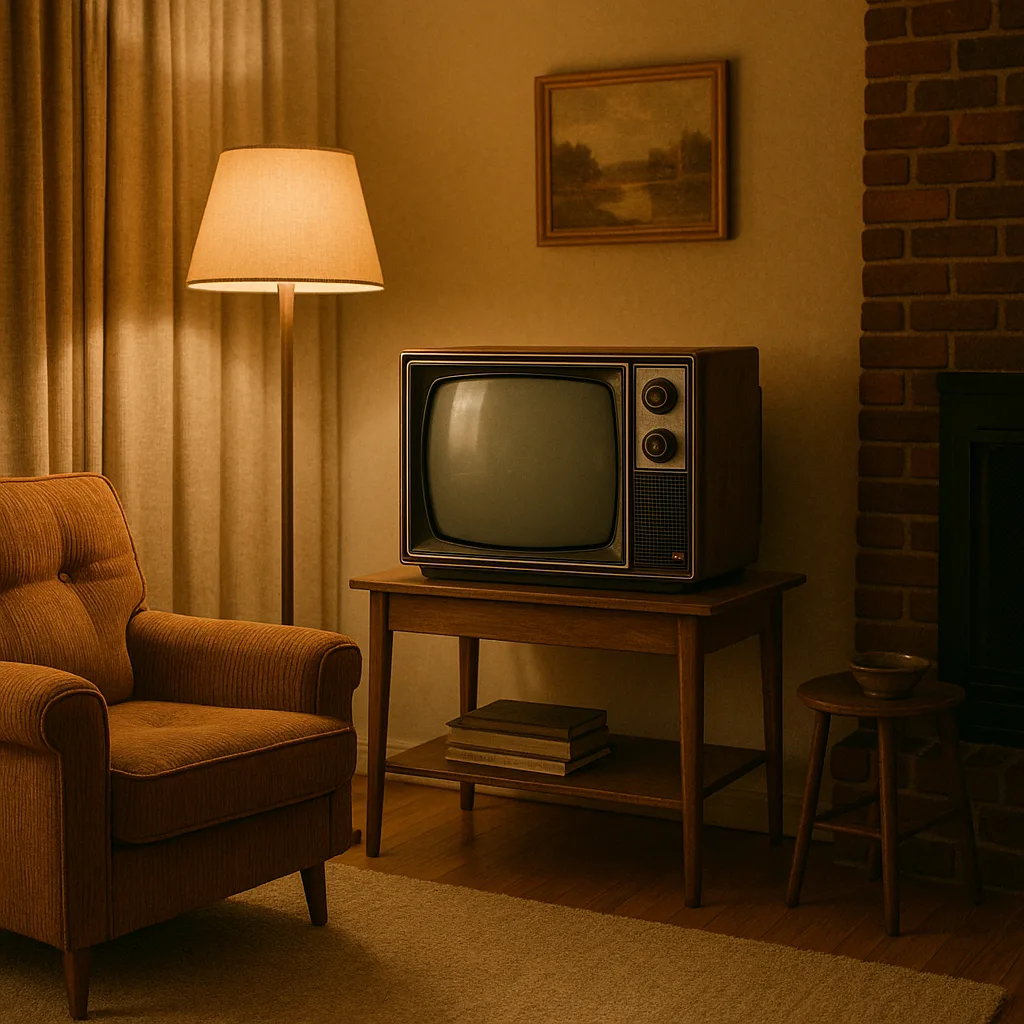 Comfortable Lounge Showcasing a Retro TV