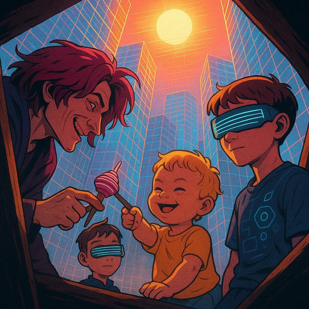 Burgundy-haired Trickster Offers a Spindle to a Fair
