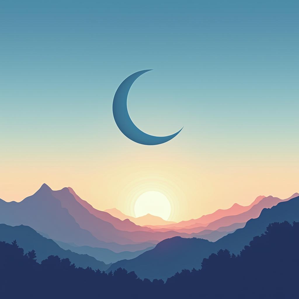 Vector Half Moon in the Day Sky
