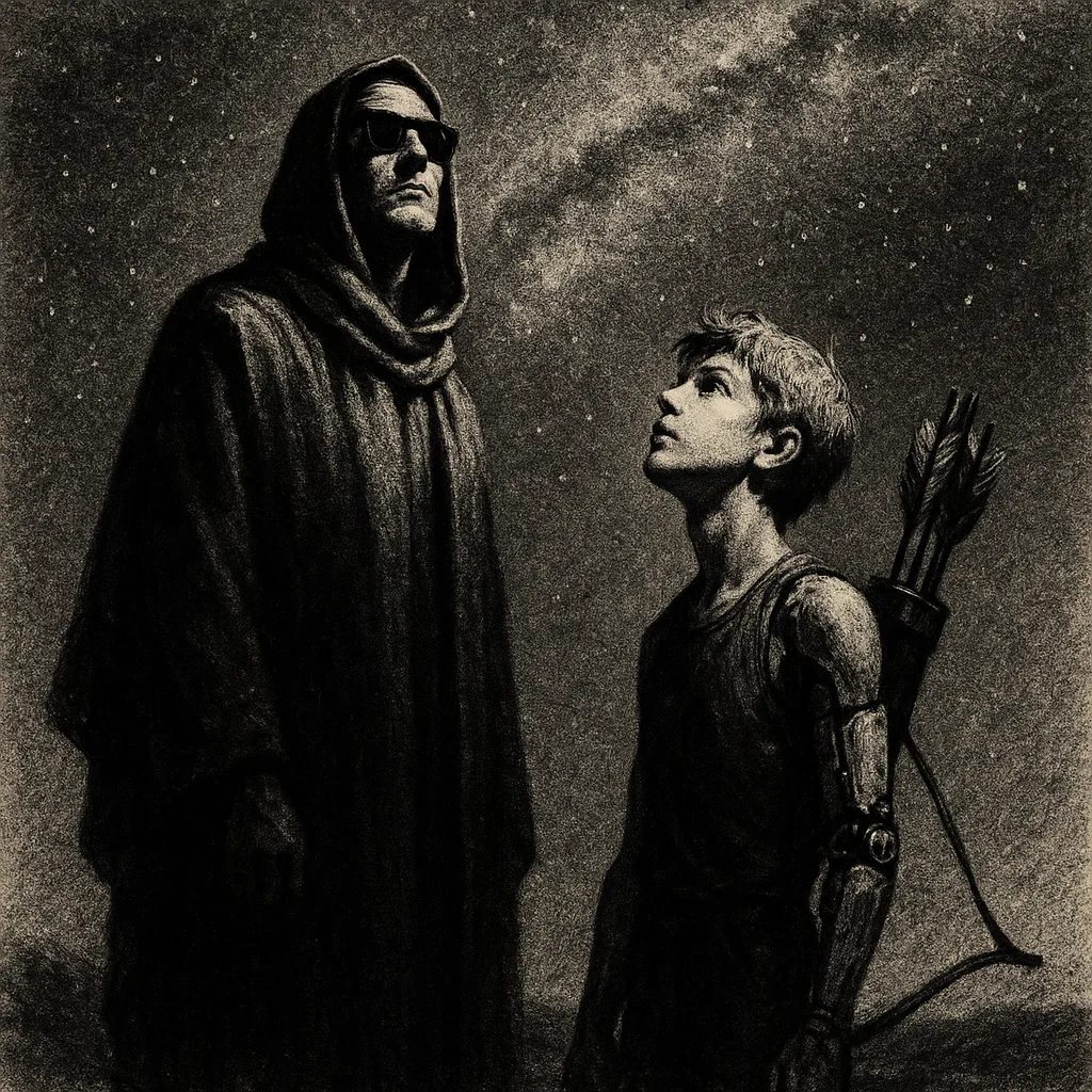 Robed Lover in Sunglasses Gazes Afar
