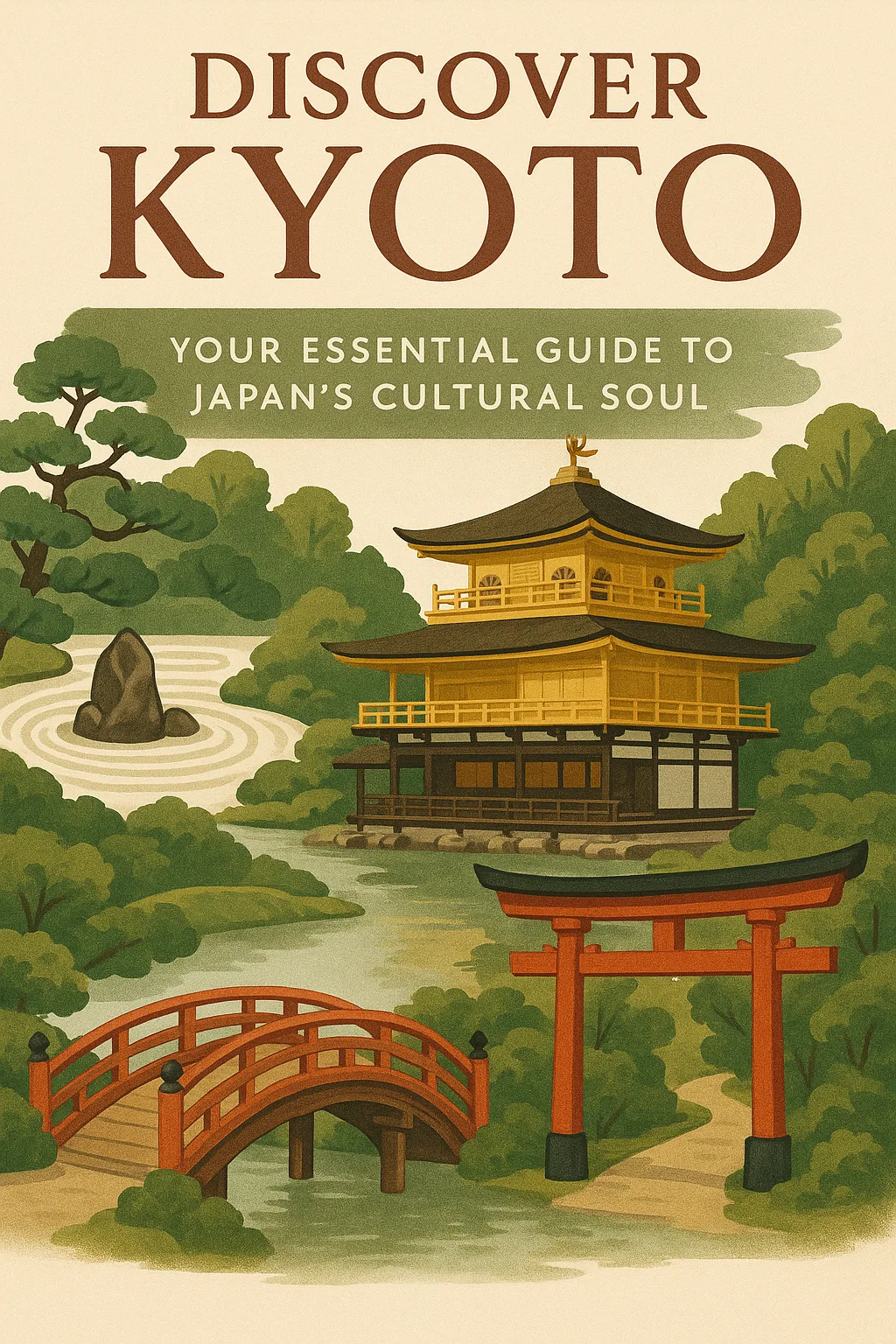 Captivating and Artistic Cover for a Travel Guide Named "Discover