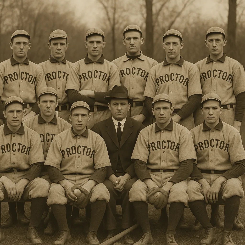 Vintage Posed Group Photo of a Baseball Team Wearing "Proctor"