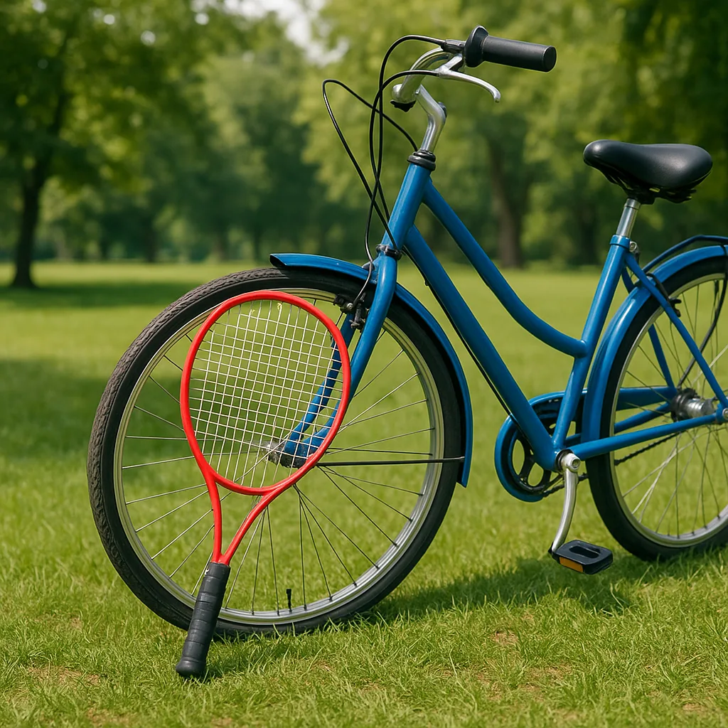 Blue Bicycle Standing in a Grassy Park