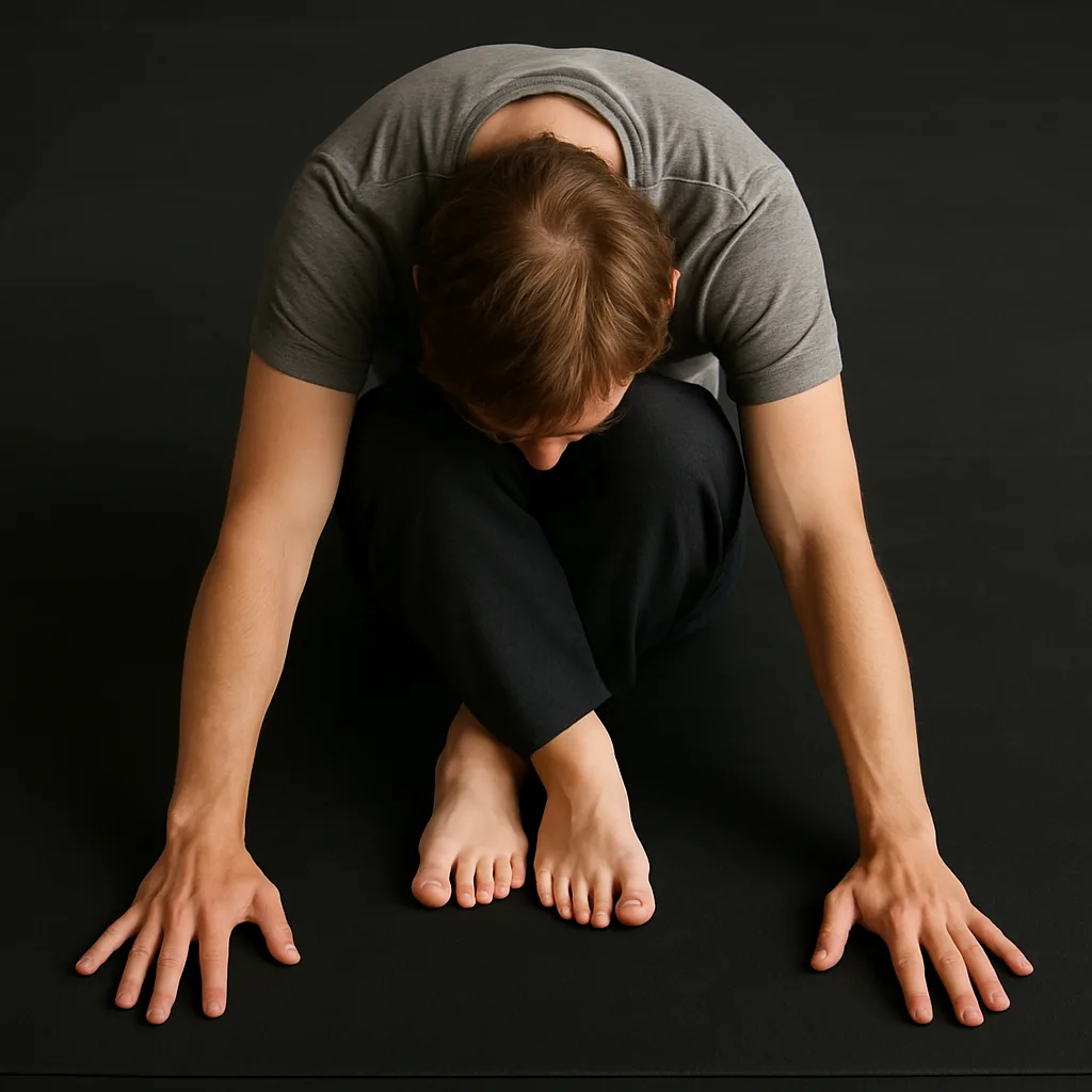 Person Sits on a Soft Black Mat