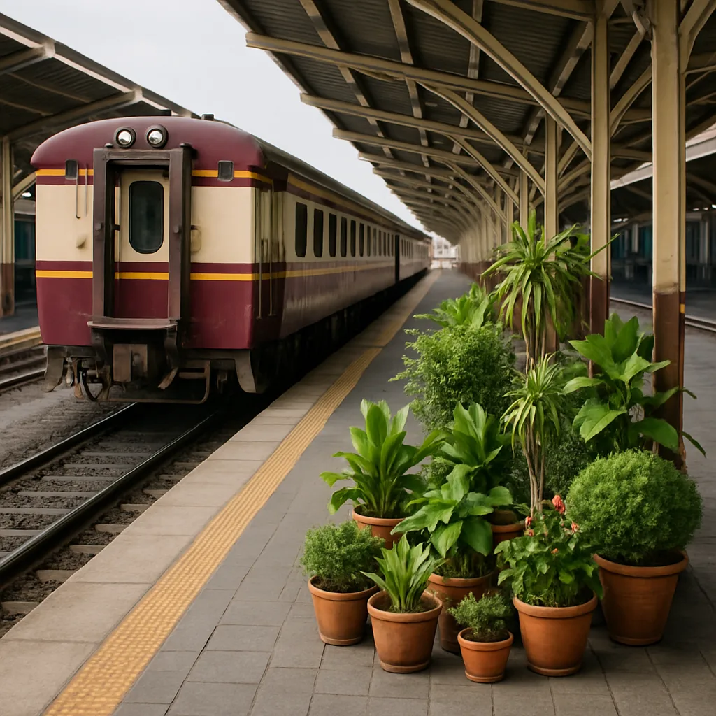 Photograph Depicting a Train Stationed at a Railway Platform