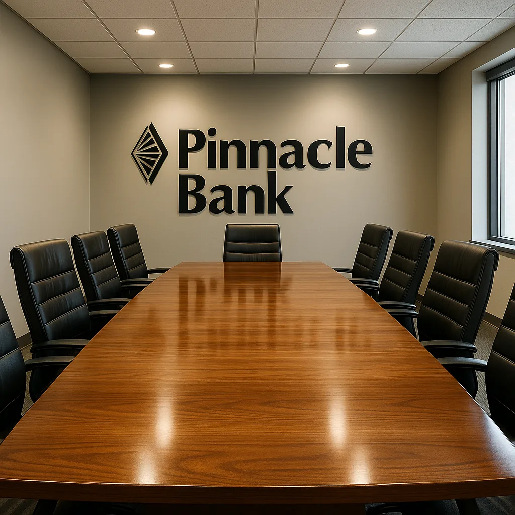 Modern Conference Room with a Polished Wooden Table