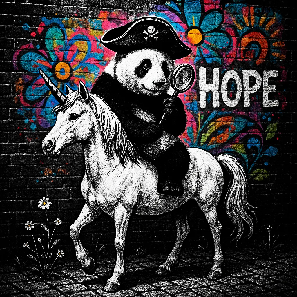 Striking Photo Featuring a Panda Perched Atop a Unicorn