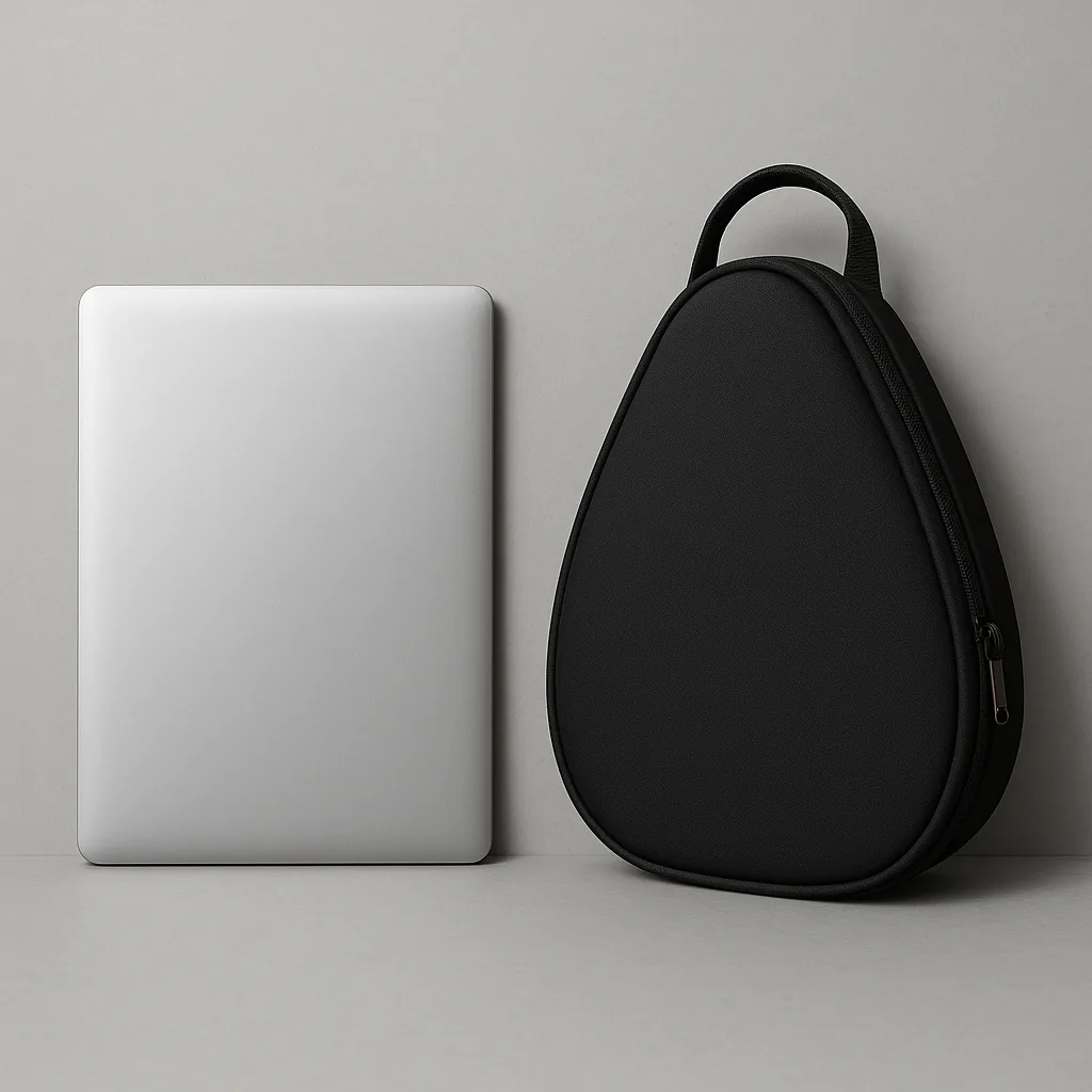 Sleek Black Laptop Bag in a Teardrop Shape