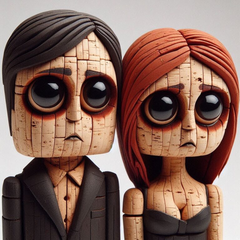 Sad Cork Dolls with Big Round Eyes
