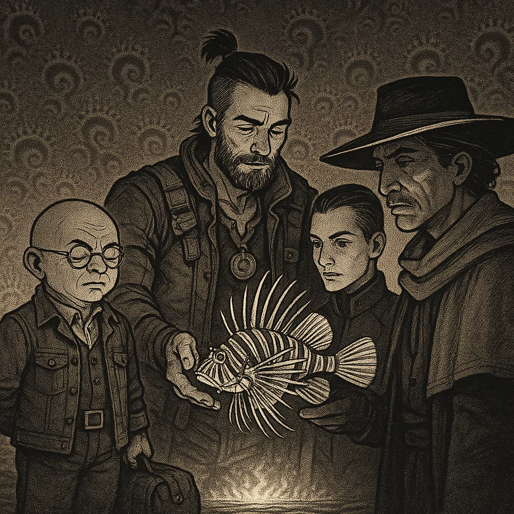 Diminutive Villainous Scientist in Early 20th-century Denim and Jacket Stands