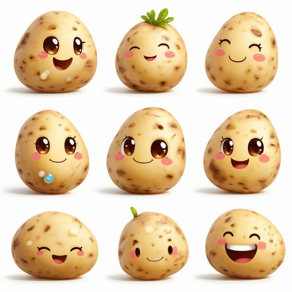 Cute 3D Potato Emoticon Sticker Set