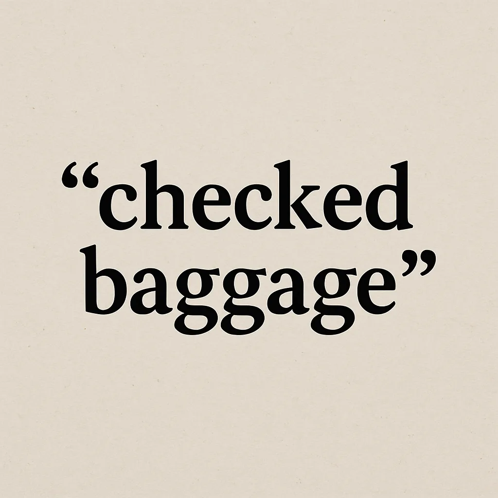 Provide a Two-word Phrase Related to Luggage