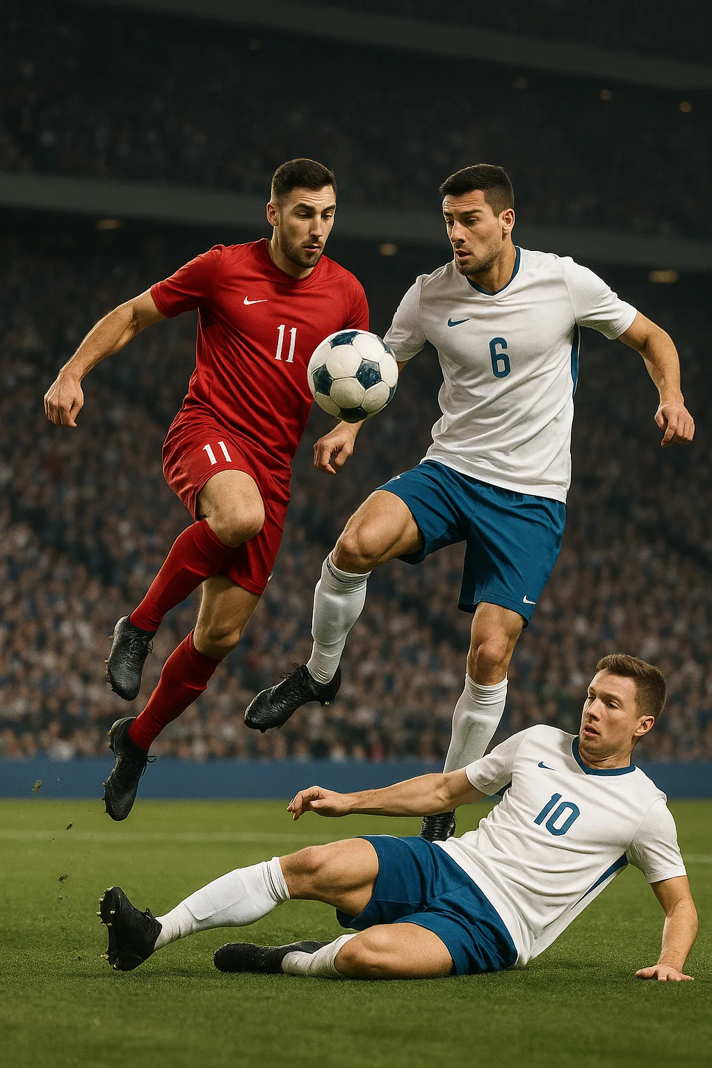 Football Match Scene Showing Two Players in Action