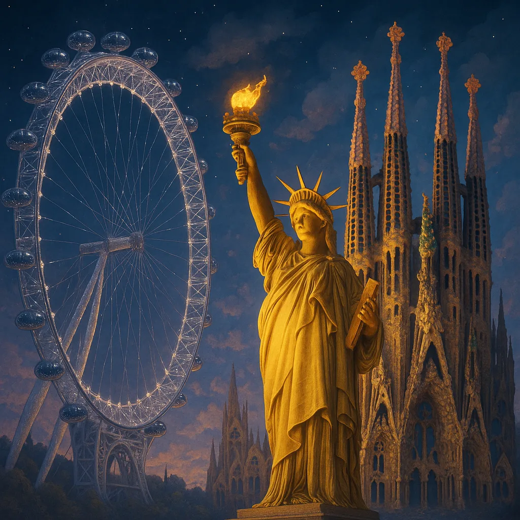 Whimsical Scene Unfolds with the Millennium Wheel Towering High
