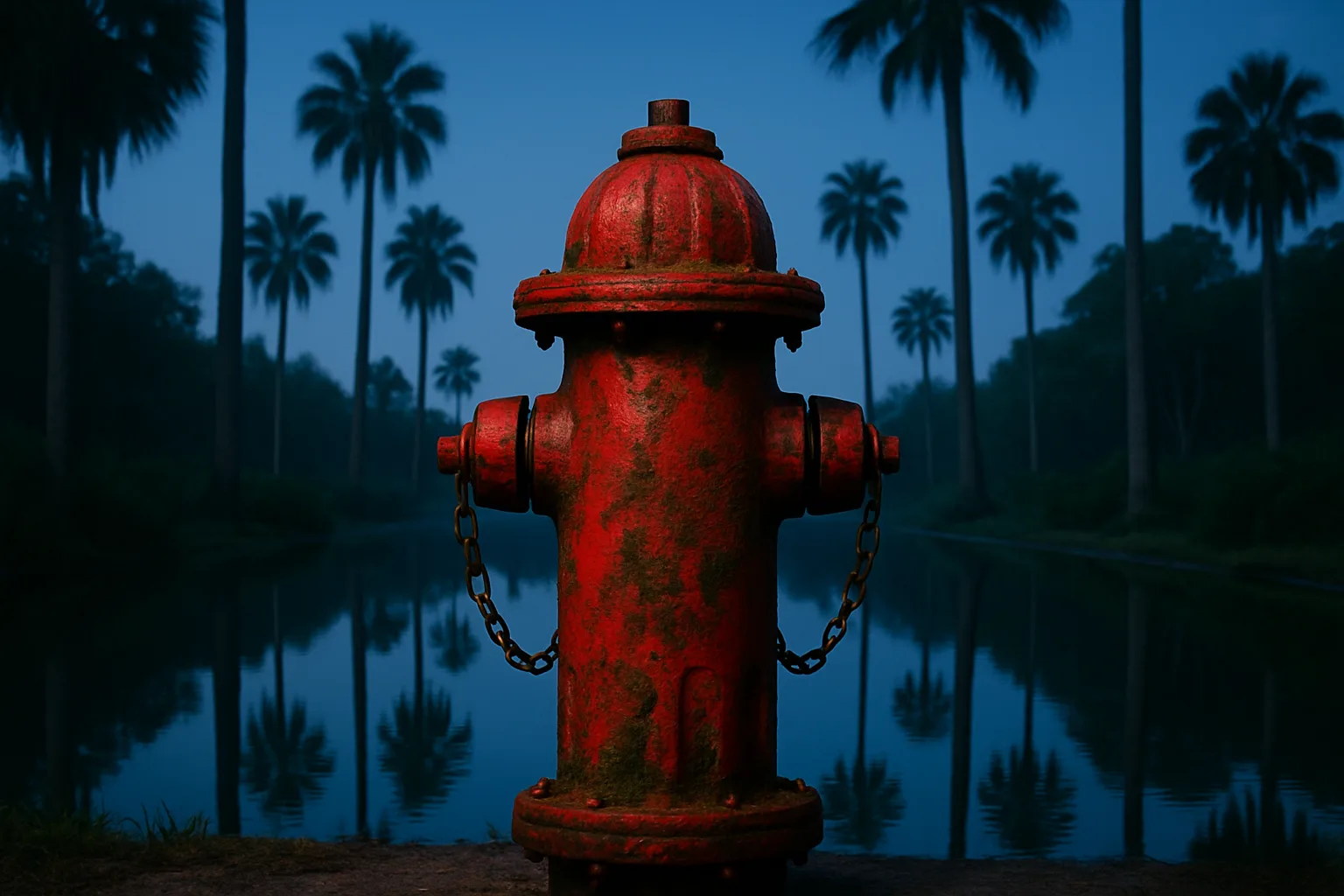 Lone Traditional Red Fire Hydrant