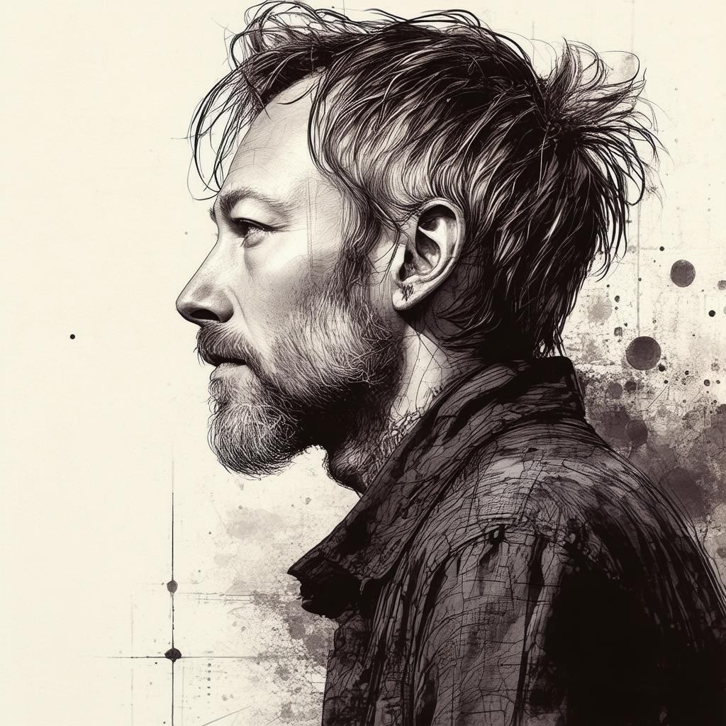 Thom Yorke Profile in Intricate Linework
