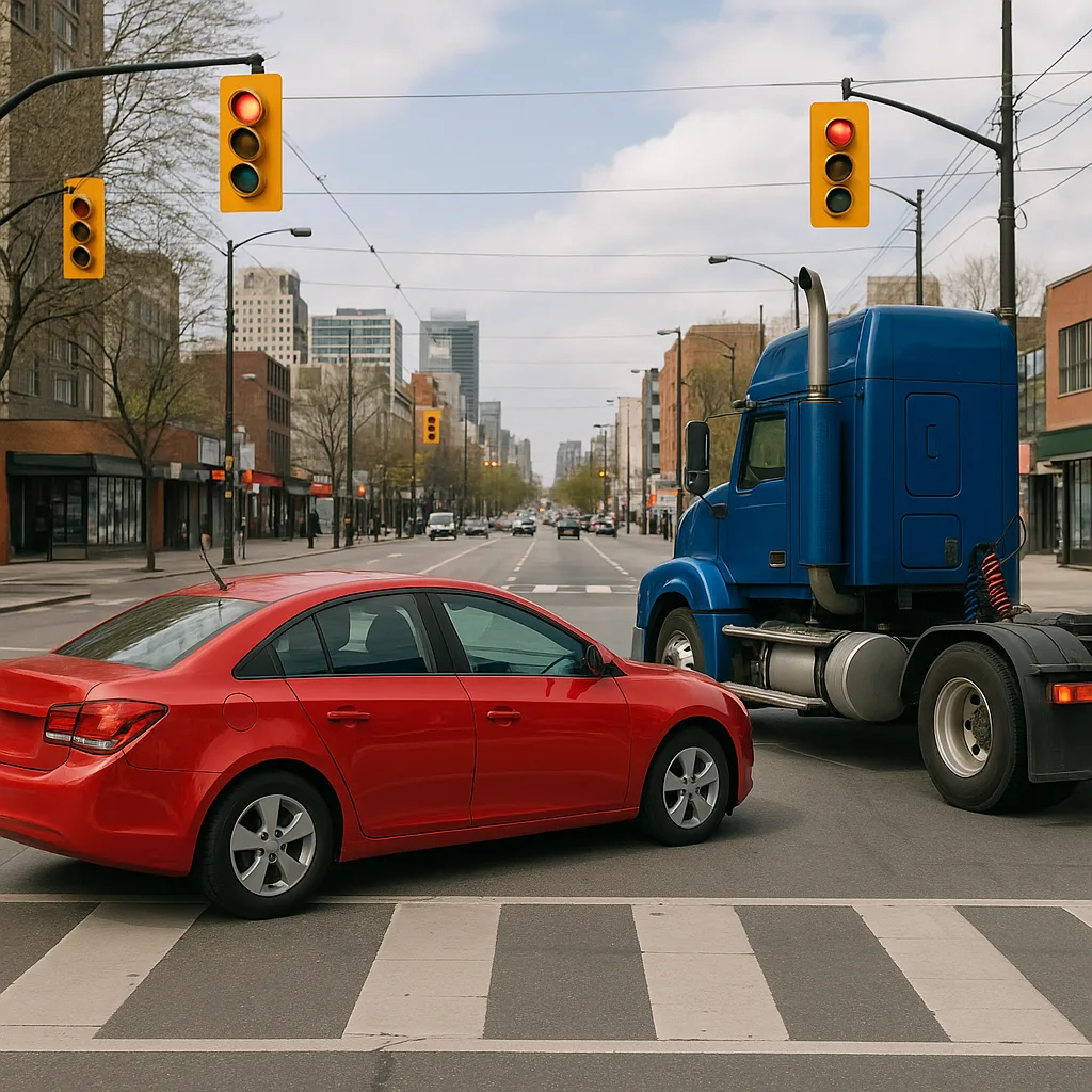 Near a Traffic Signal at a Crowded Crossroads