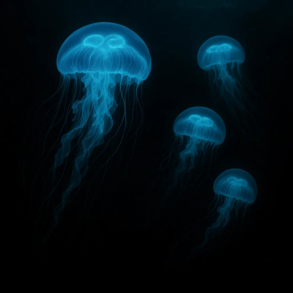 Jellyfish Glowing Softly as They Float