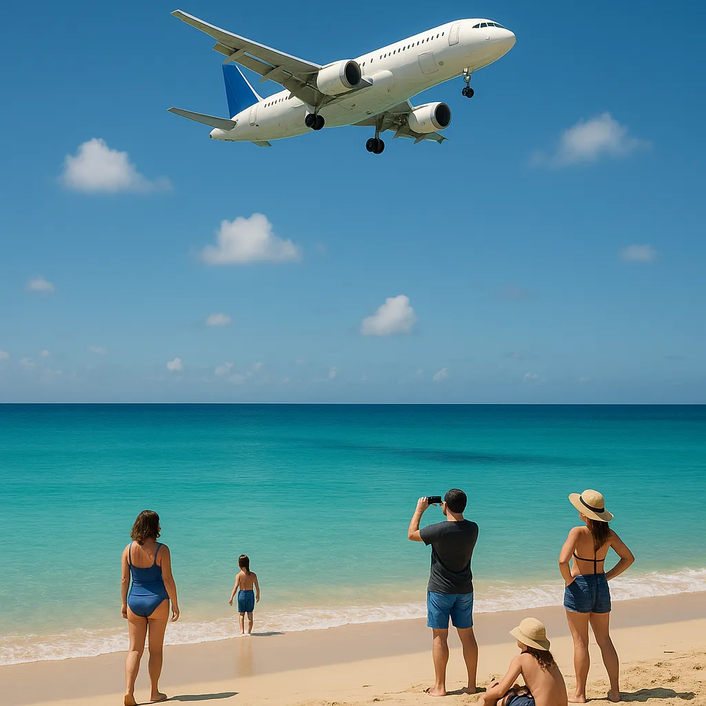 Serene Beach Scene with People near the Shore