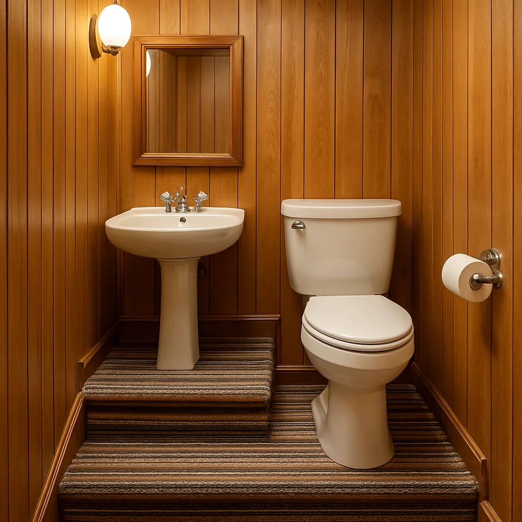 Small Bathroom with a Toilet and Sink Awkwardly Placed