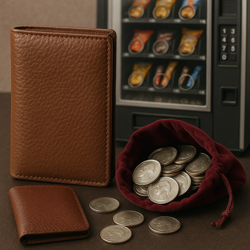 Shiny Coins Are Stored in a Soft Velvet Coin Pouch