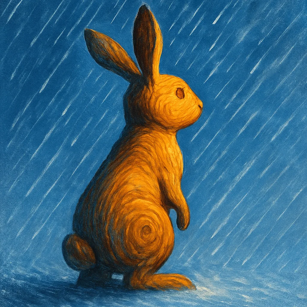 Single Folk Art Simplified Pine Wood Rabbit