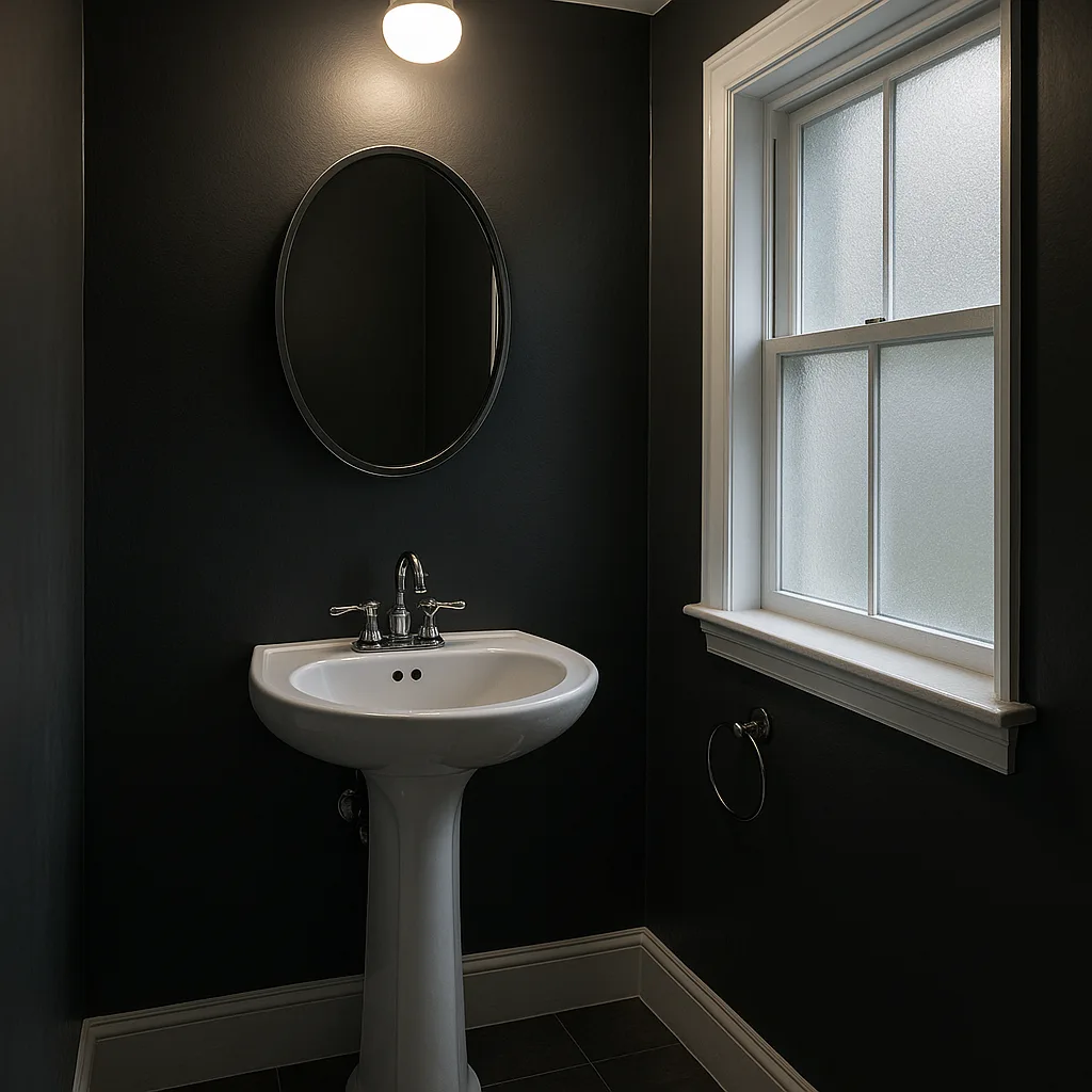Small Bathroom with Dark Walls