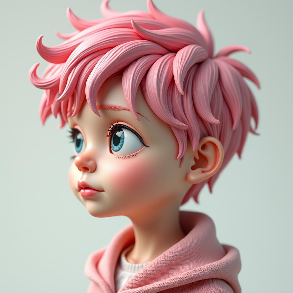 Pink Haired Teen in Art Nouveau 3D