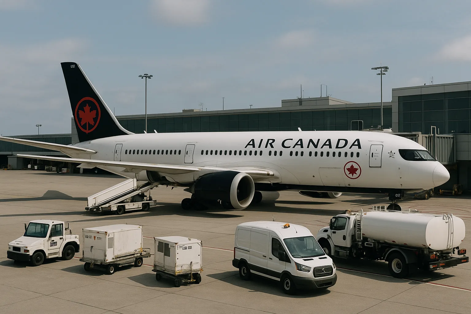 Air Canada Airplane Parked at an Airport Terminal