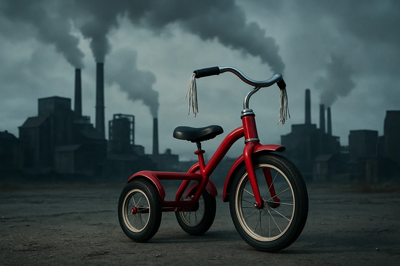 Under a Grey Sky Heavy with Billowing Smokestacks