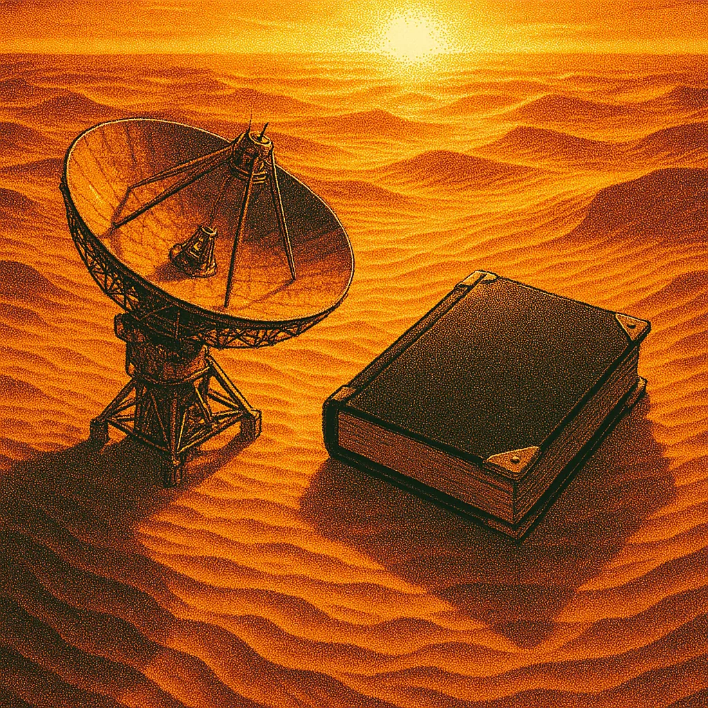 Amidst Vast Sand Dunes Rippled by Wind at Sunset
