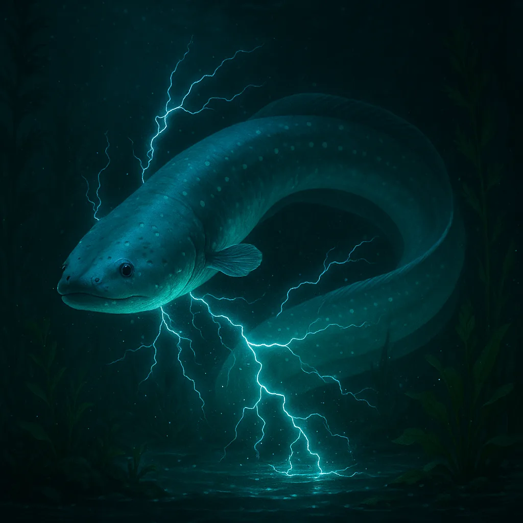 Electric Eel Emitting a Soft Glow in the Murky Waters
