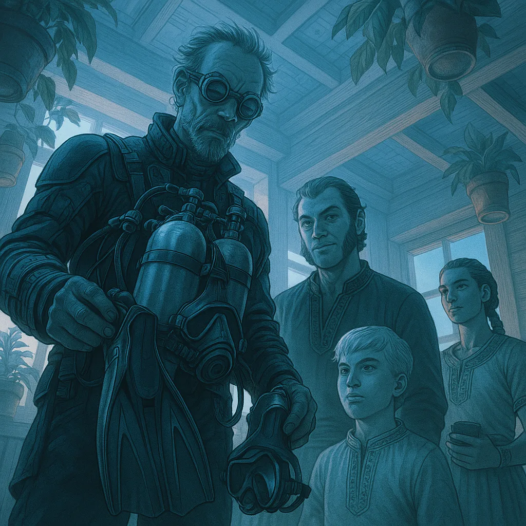 Towering Figure in Futuristic Cyberpunk Attire