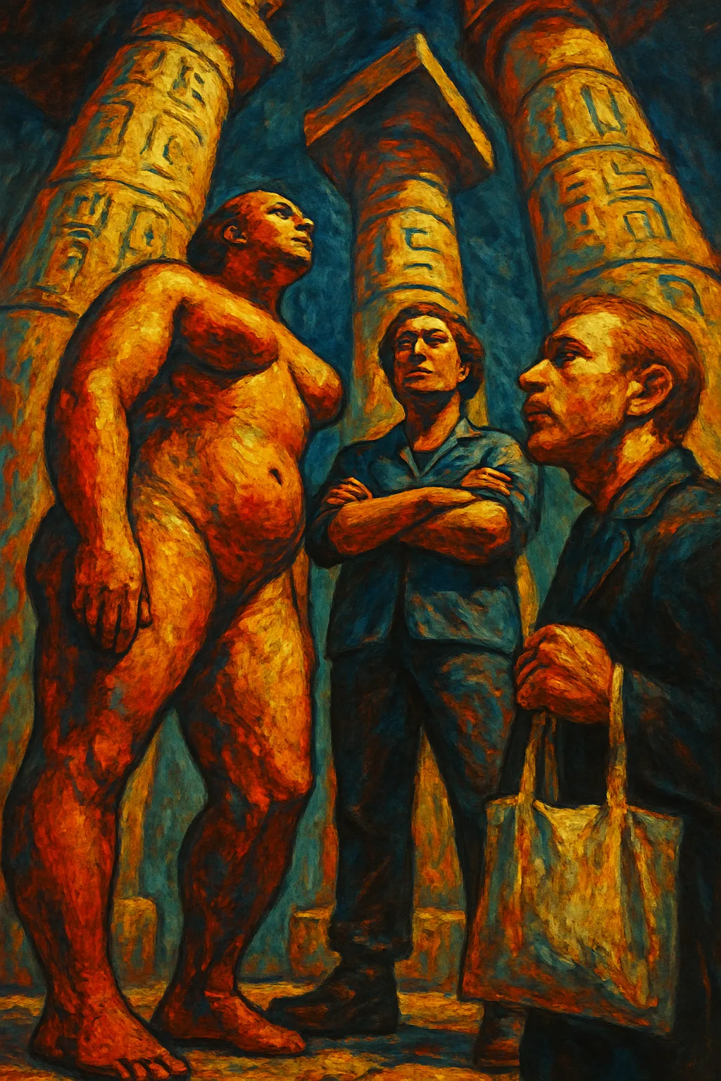 Three Figures Engage in Quiet Conference