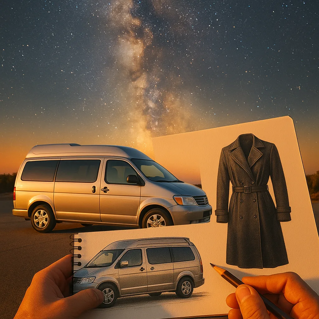 Two Distinct Subjects—a Metallic Silver Minivan