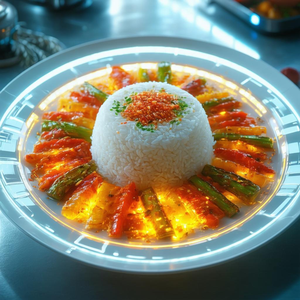 Neon Rice Plate in Cybernetic Kitchen