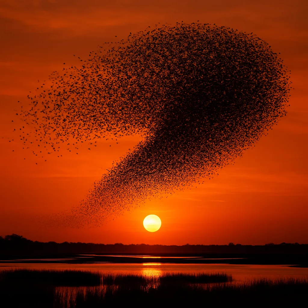 Enormous Flock of Migratory Birds Forms a Dynamic