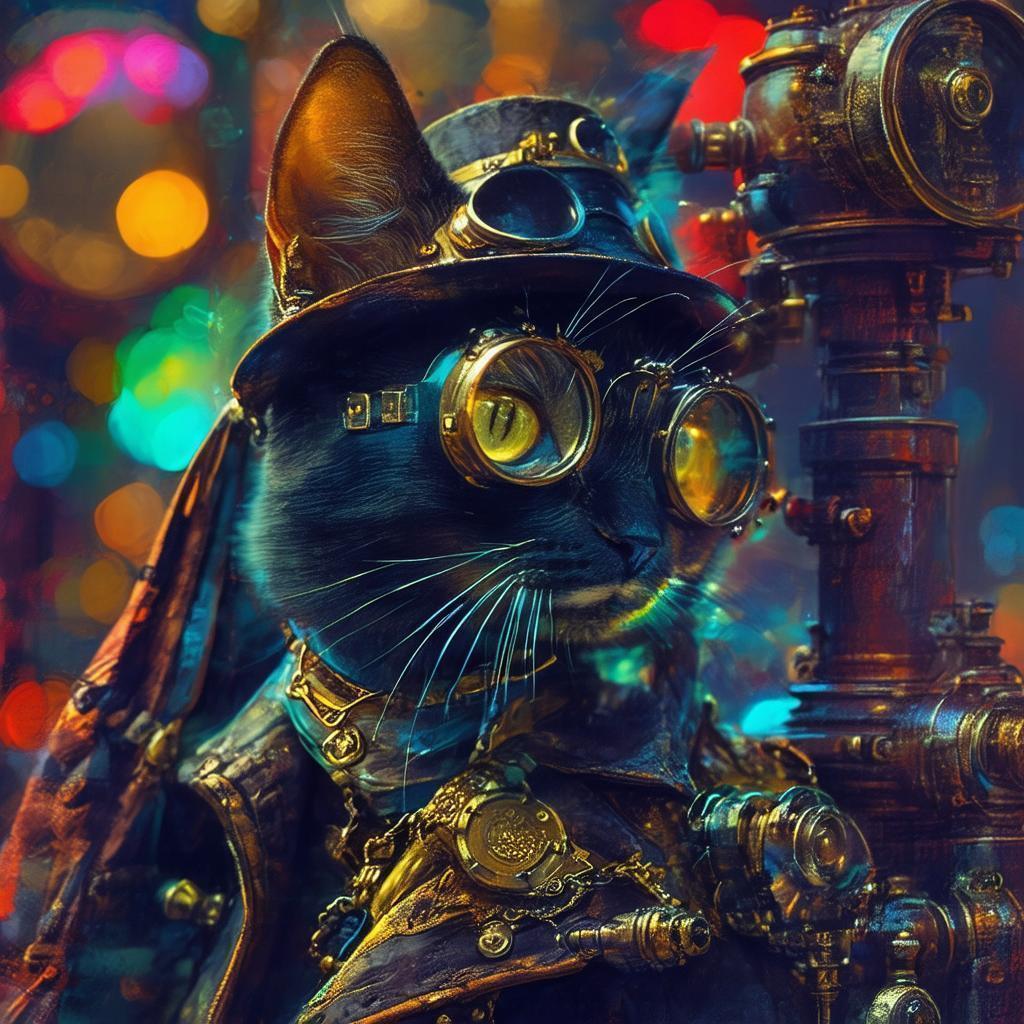 Steampunk Cat Salem in Cinematic Bokeh