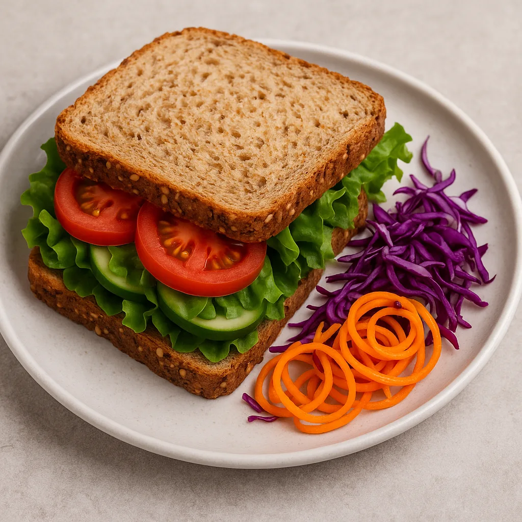 Plate with a Sandwich Made of Whole-grain Bread