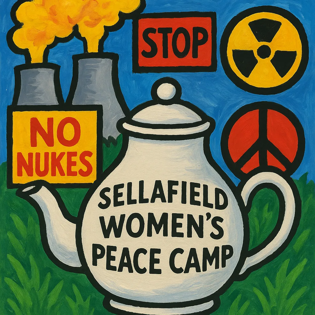 Colorful Protest Artwork Depicting a Nuclear Facility