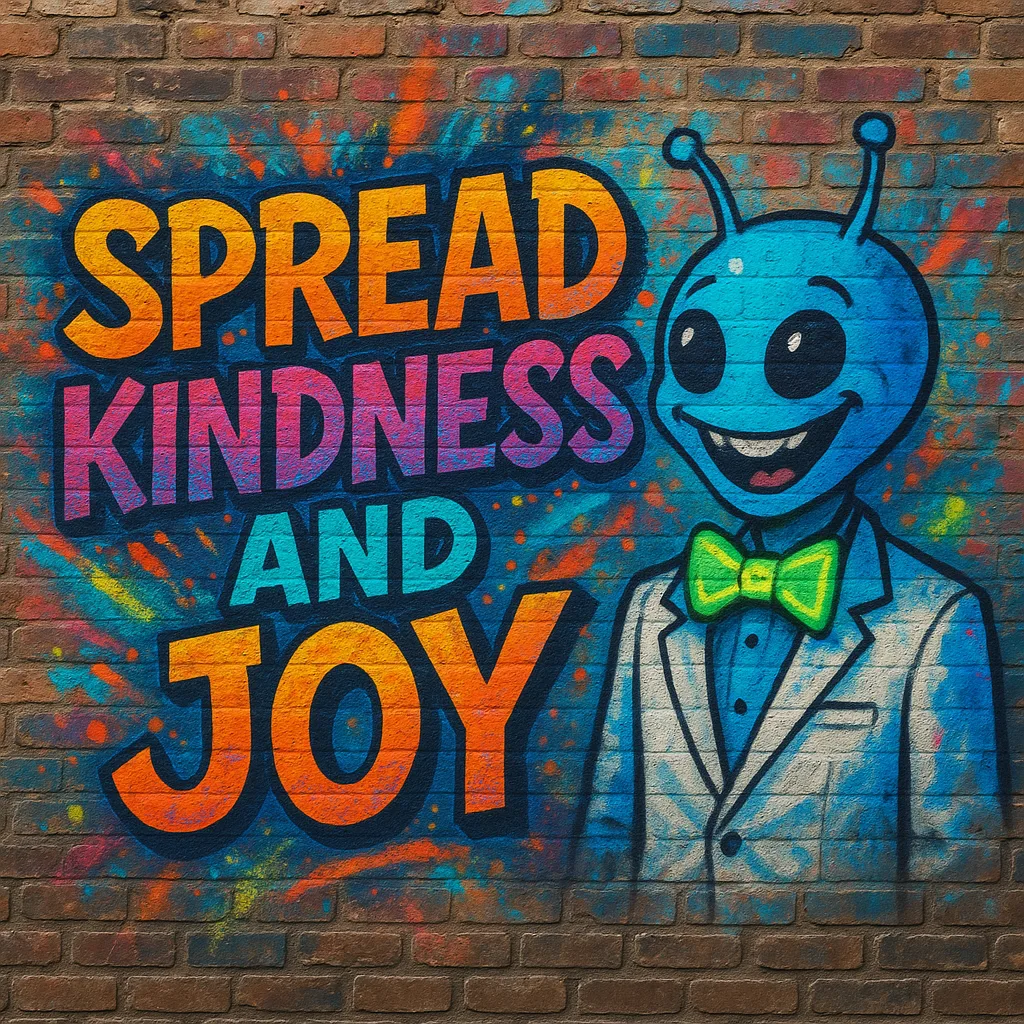 On an Aged Brick Wall Adorned with Vibrant Graffiti