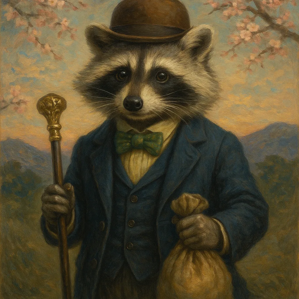 Intricately Crafted Oil Painting Portrays a Raccoon