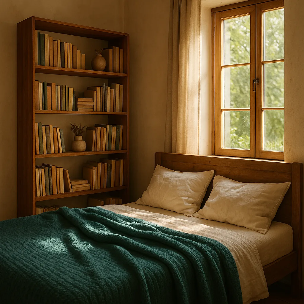 Serene Bedroom Setting Featuring a Sunlit Window
