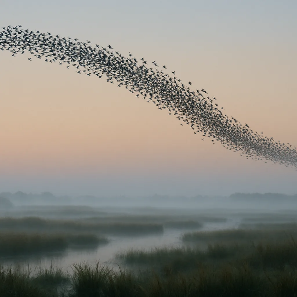 Hundreds of Migrating Birds Form